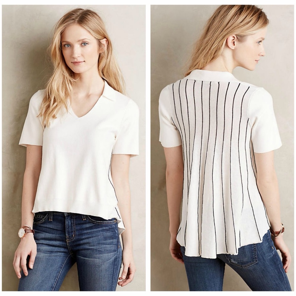 Anthropologie Knitted & Knotted Somerset Short Sleeve Sweater Top Medium